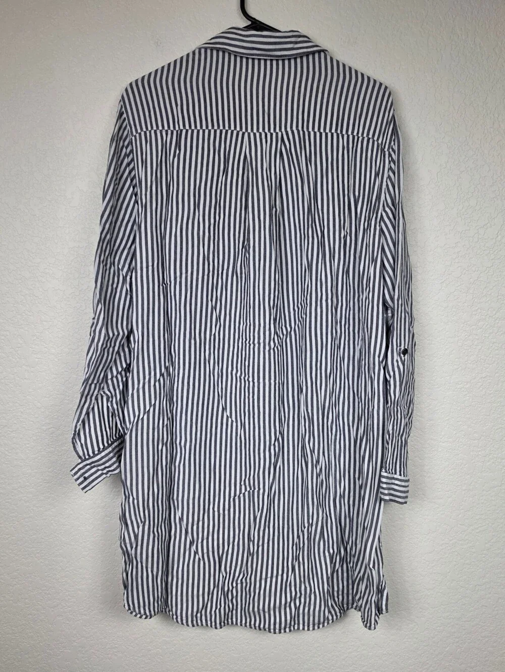 Terra & Sky 1X 16W 18W Striped Collared Long Sleeve Blouse - Picture 2 of 4